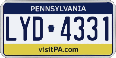 PA license plate LYD4331