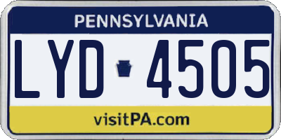 PA license plate LYD4505