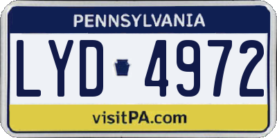 PA license plate LYD4972