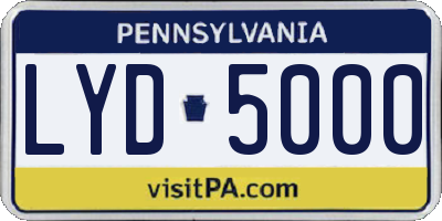 PA license plate LYD5000