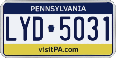 PA license plate LYD5031