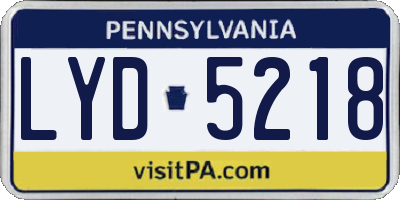 PA license plate LYD5218