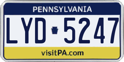 PA license plate LYD5247
