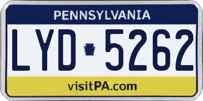 PA license plate LYD5262