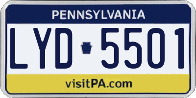PA license plate LYD5501