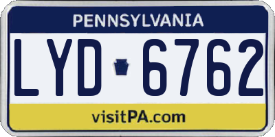 PA license plate LYD6762