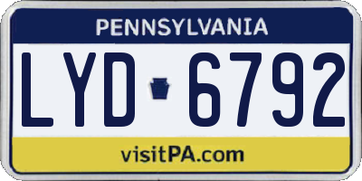 PA license plate LYD6792