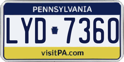 PA license plate LYD7360