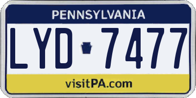 PA license plate LYD7477