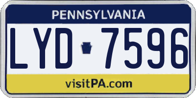 PA license plate LYD7596