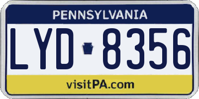 PA license plate LYD8356