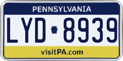 PA license plate LYD8939
