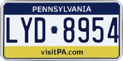 PA license plate LYD8954
