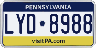 PA license plate LYD8988