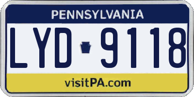 PA license plate LYD9118