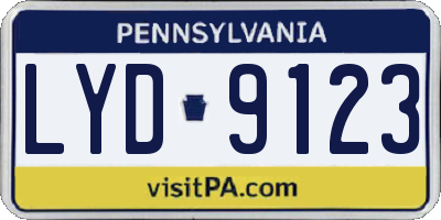 PA license plate LYD9123