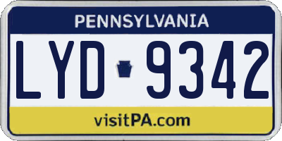 PA license plate LYD9342