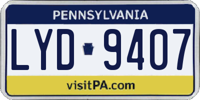 PA license plate LYD9407