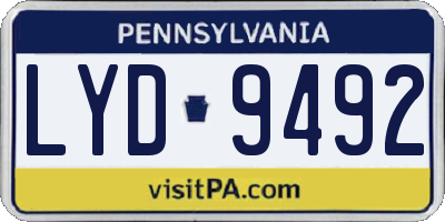 PA license plate LYD9492