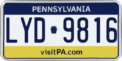 PA license plate LYD9816