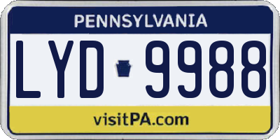 PA license plate LYD9988
