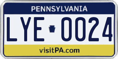 PA license plate LYE0024