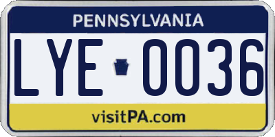 PA license plate LYE0036