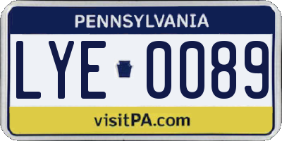 PA license plate LYE0089