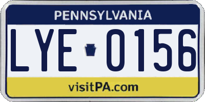 PA license plate LYE0156