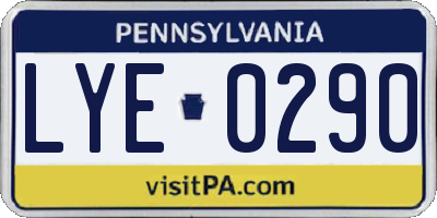 PA license plate LYE0290