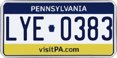PA license plate LYE0383