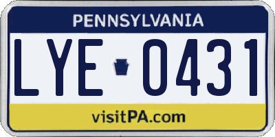 PA license plate LYE0431