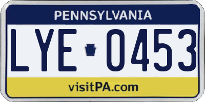 PA license plate LYE0453