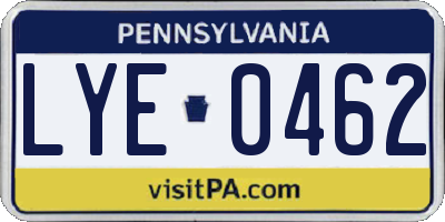 PA license plate LYE0462