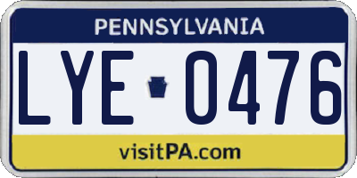 PA license plate LYE0476