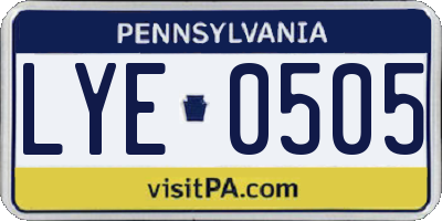 PA license plate LYE0505
