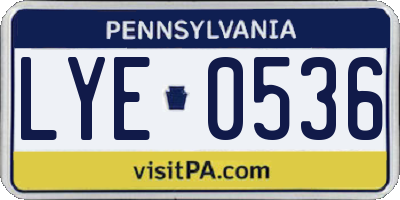 PA license plate LYE0536