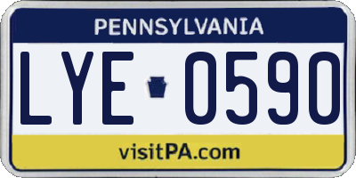 PA license plate LYE0590