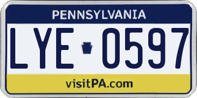 PA license plate LYE0597