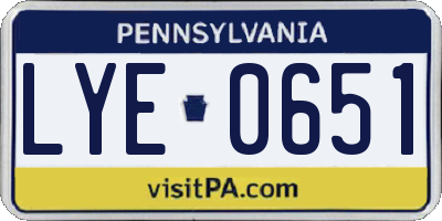 PA license plate LYE0651