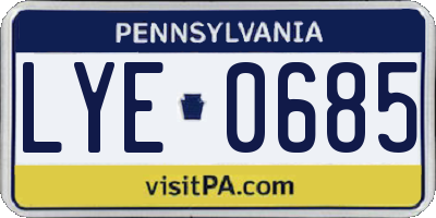 PA license plate LYE0685