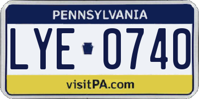 PA license plate LYE0740