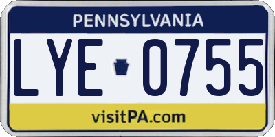PA license plate LYE0755