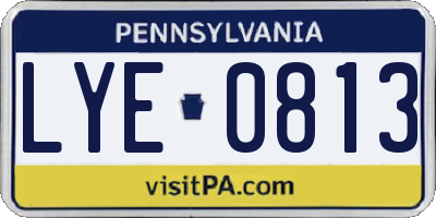 PA license plate LYE0813