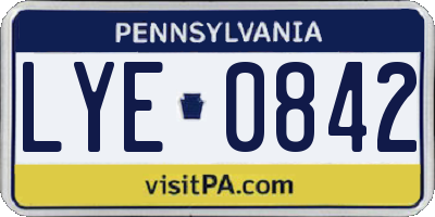 PA license plate LYE0842