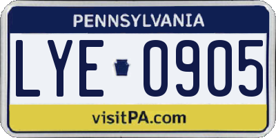 PA license plate LYE0905
