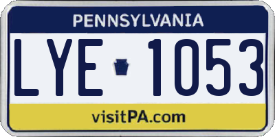 PA license plate LYE1053