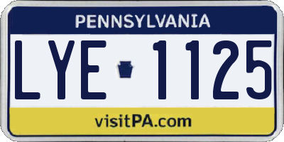 PA license plate LYE1125