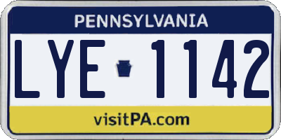 PA license plate LYE1142