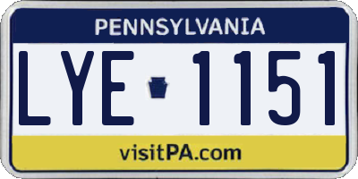 PA license plate LYE1151